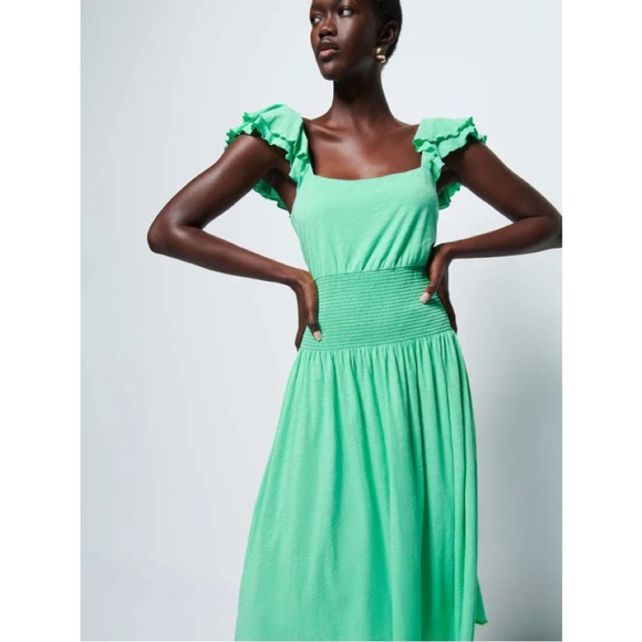 NATION LTD • Brittini Smocked Waist Midi Dress in Katydid - Picture 13 of 14